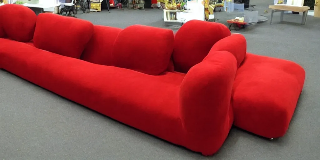 Image similar to Super Mario-shaped red couch