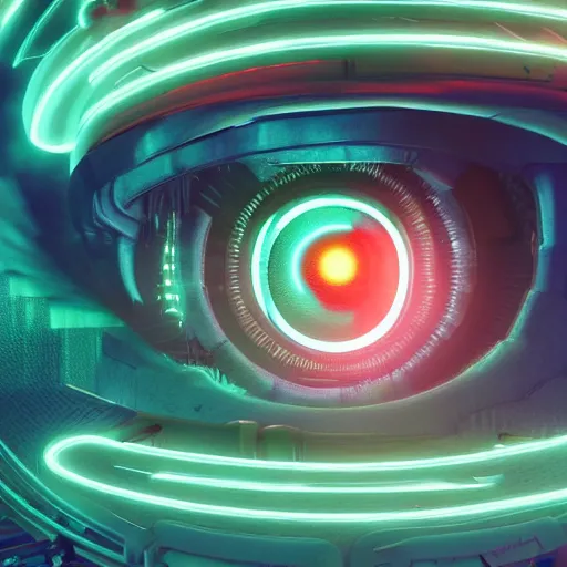 Image similar to Cyberpunk FantasyCore Kowloon giant floating eye, neon electronic, rendered in Lumion Pro, Autodesk Solidowkrs Visualize, Maya, and Cinema 4D by Iwan Baan, Greg Rutkowski, Ted Gore, Dustin Lefevre, and Jaya Su Berg, trending on artstation, cgsocciety r/art