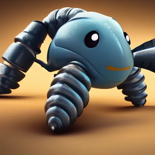 Image similar to cute isopod going to school, octane render, cute