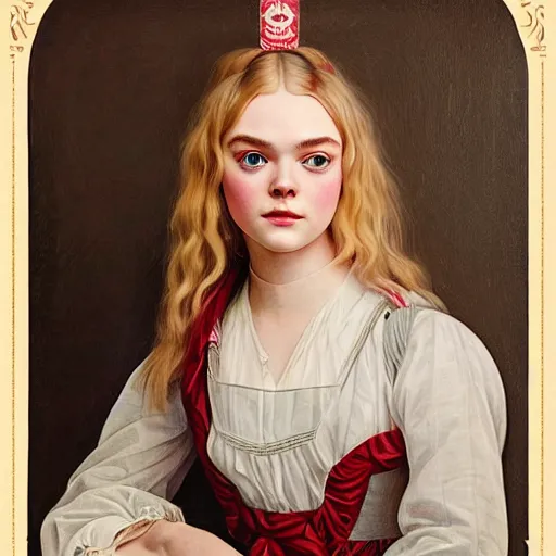 Image similar to a vintage portrait painting of elle fanning as an old western outlaw, highly detailed, art by tristan eaton and artgerm and william - adolphe bouguereau