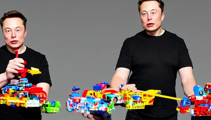 Image similar to Elon Musk playing with toys