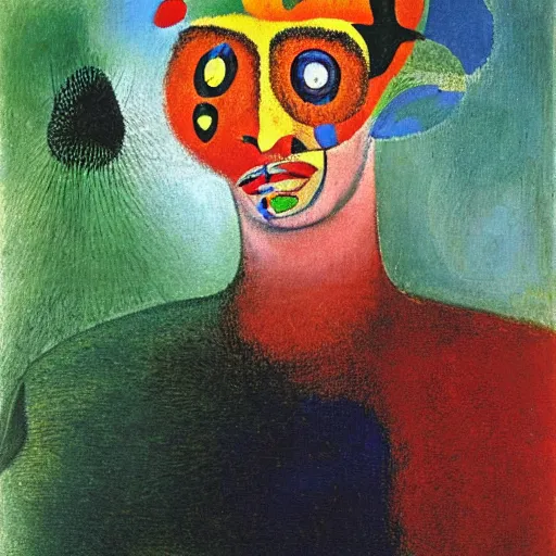 Image similar to A beautiful print of a man that has been pushed too far. A portrait of a man with a thousand-mile stare, whose soul has been replaced by a void. Tumblr, impressionism by Joan Miro, by Margaret Olley mild