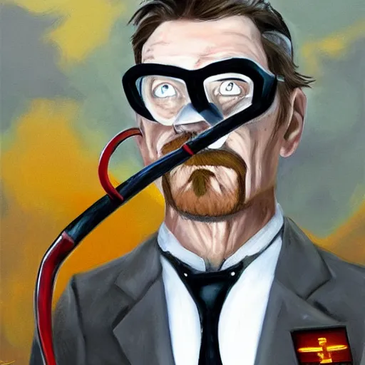 Image similar to bryan cranston as Gordon freeman, painting