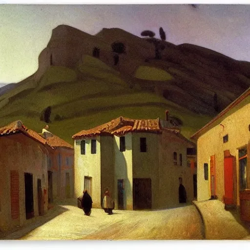 Prompt: A Spanish village. By Carl Gustav Carus, Edward Hopper.