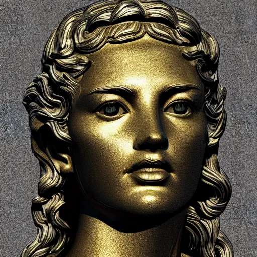 Image similar to beautiful face helen of Troy golden sculpture, dynamic lighting, cinematic, establishing shot, extremely high detail, shining, photo realistic, cinematic lighting, intricate line drawings, 8k resolution