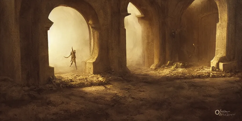 Image similar to fantasy world portal by Odd Nerdrum dramatic lighting, cinematic establishing shot, extremely high detail, photorealistic, cinematic lighting