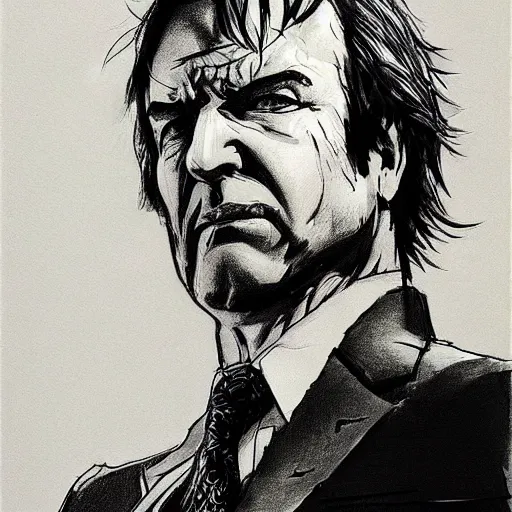 Image similar to A drawing of Saul Goodman by Yoji Shinkawa