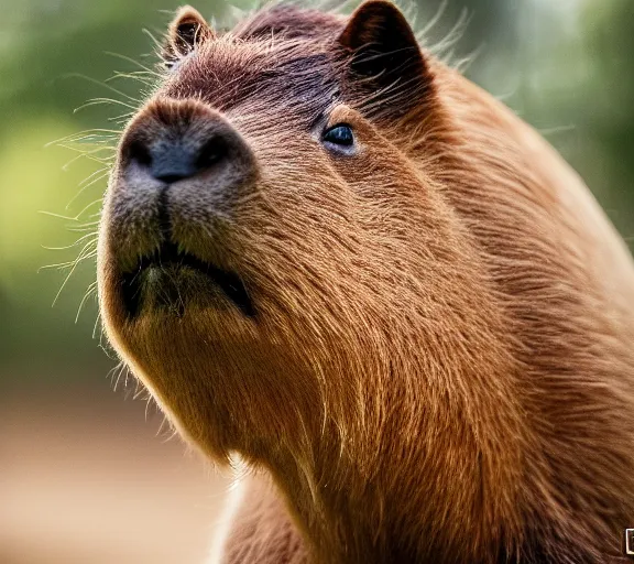 Image similar to a portrait of capybara with a mushroom cap growing on its head by luis royo. intricate. lifelike. soft light. sony a 7 r iv 5 5 mm. cinematic post - processing