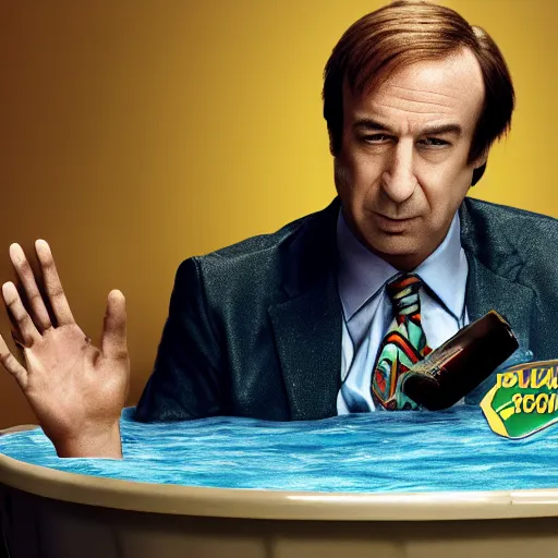 Image similar to Saul Goodman swimming in a pool of mercury