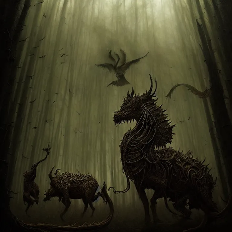 Image similar to epic professional digital art of hungry mystical creatures, moody atmospheric lighting, painted, intricate, detailed, foreboding, by leesha hannigan, wayne haag, reyna rochin, ignacio fernandez rios, mark ryden, iris van herpen,, epic, stunning, gorgeous, much wow, cinematic, masterpiece.