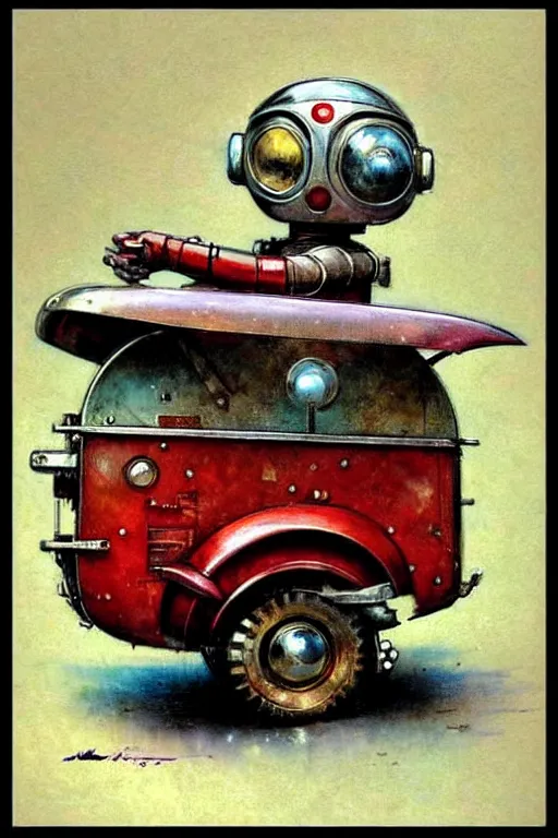 Prompt: adventurer ( ( ( ( ( 1 9 5 0 s retro future robot android teddy wagon. muted colors. ) ) ) ) ) by jean baptiste monge!!!!!!!!!!!!!!!!!!!!!!!!! chrome red