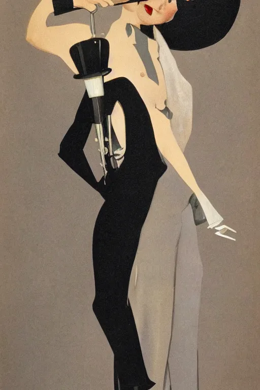 Image similar to a oil painting depicting a Jazz Age high society figure, 1920s style, smooth, highly detailed, high contrast, Coles Phillips, Dean Cornwell, JC Leyendecker, 8K