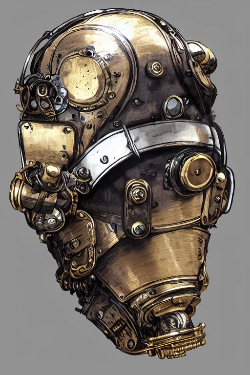 Image similar to steampunk helmet fantasy art mask robot ninja stylized digital illustration sharp focus, elegant intricate digital painting artstation concept art global illumination ray tracing advanced technology chaykin howard and campionpascale and cooke darwyn and davis jack