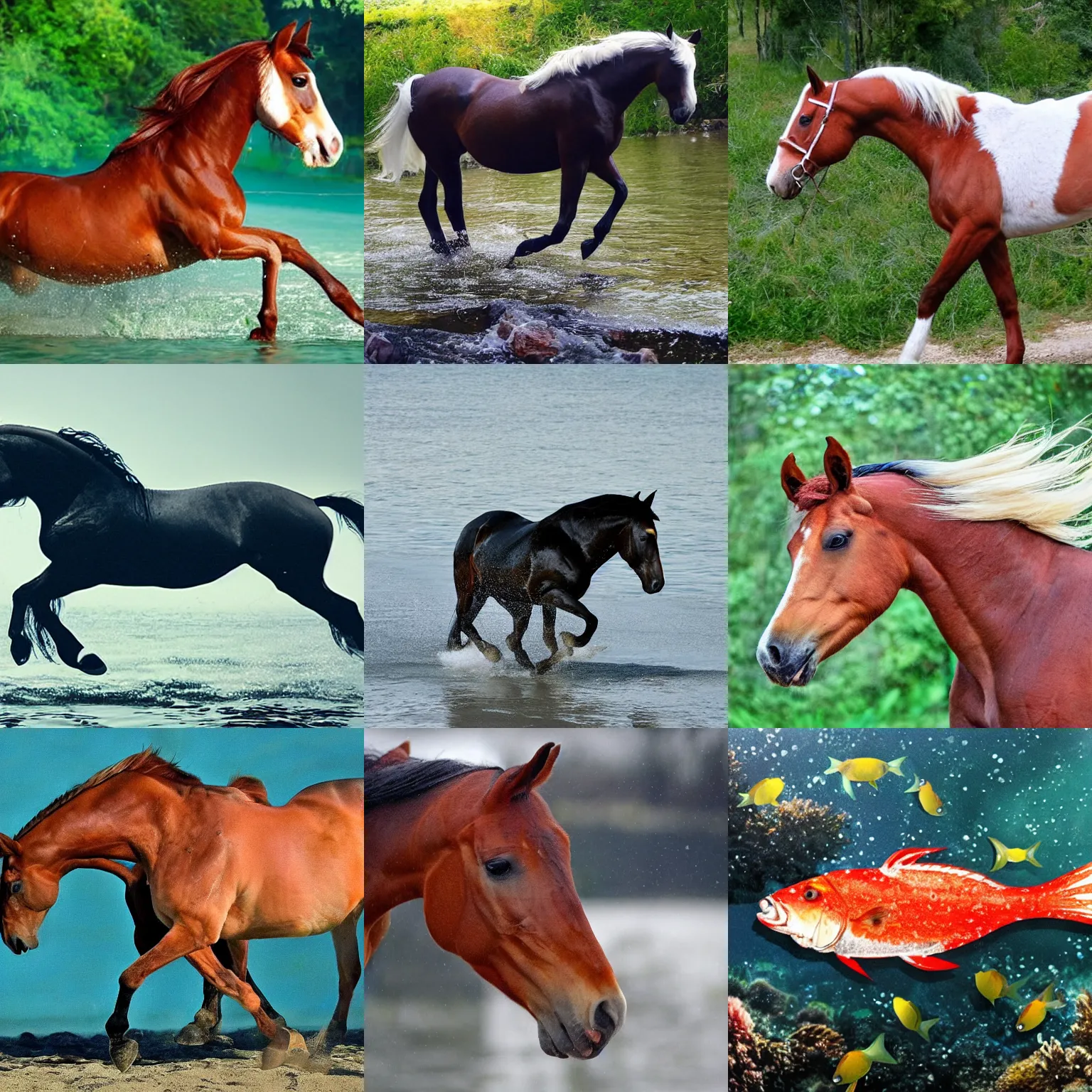 Prompt: mix between horse and fish