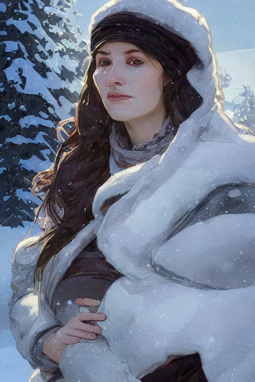 Prompt: portrait of a hungry and cold pregnant woman in the besieged Leningrad in winter, , digital painting, artstation, concept art, smooth, sharp focus, illustration, art by artgerm and greg rutkowski and alphonse mucha