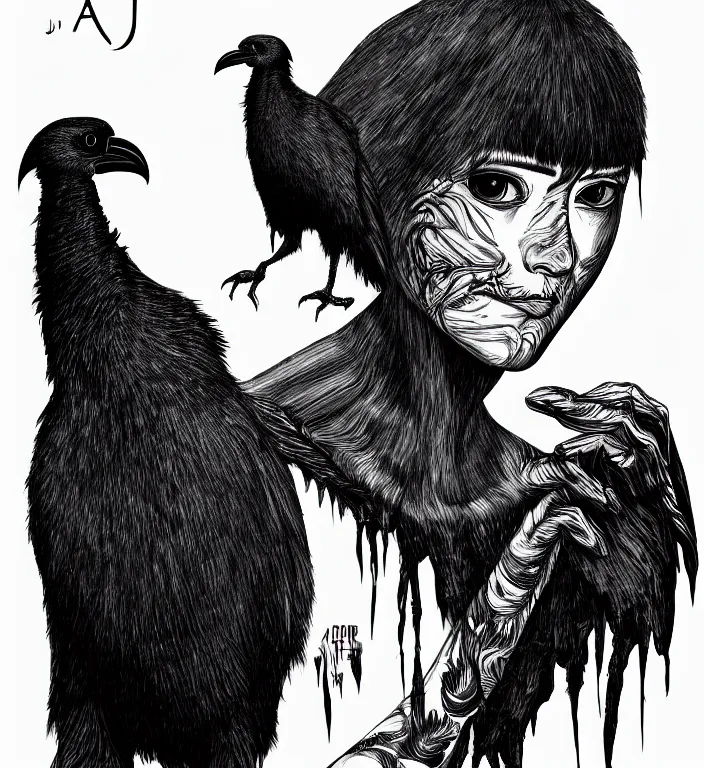 Image similar to the raven bird, trending on artstation, junji ito 4 k