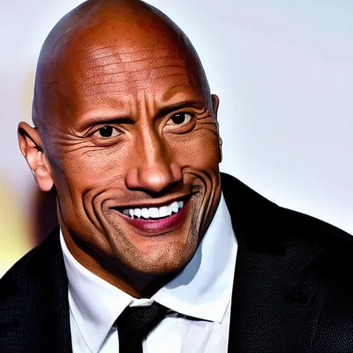 Image similar to Dwayne Johnson doing his eyebrow face towards the camera