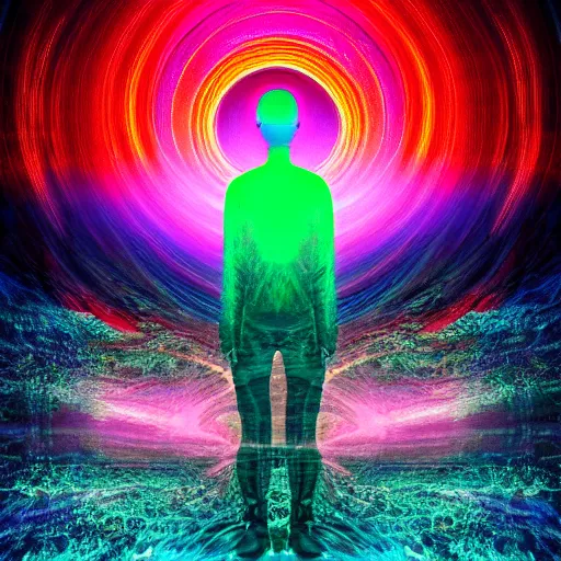 Image similar to otherworldly ominous digital artwork about telepathic connexion through reflected images hallucinations and ubiquity, awkward, uncertain, muddled, denial