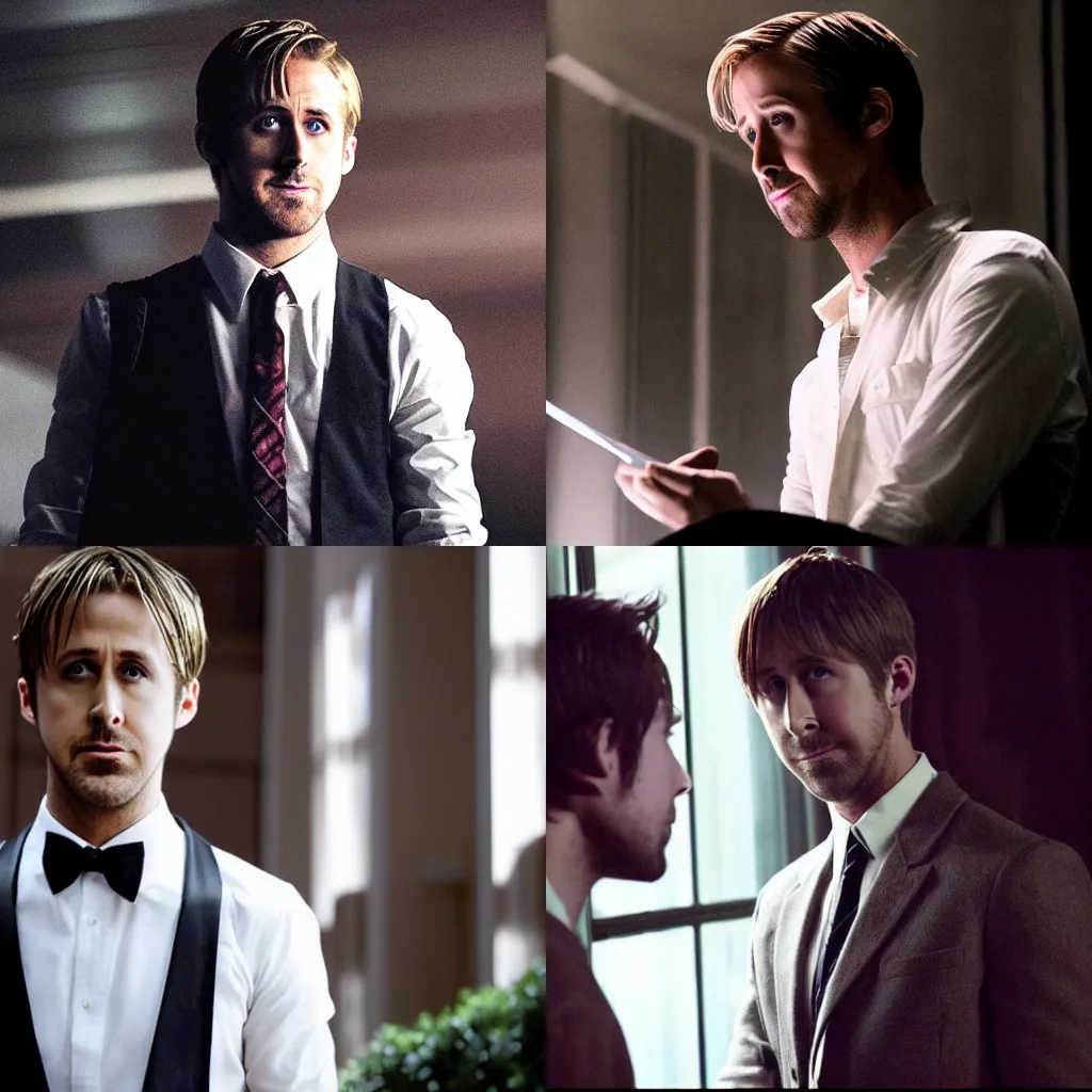 Ryan Gosling Playing Light Yagami In A Live Action Stable Diffusion 