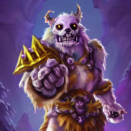 Prompt: cute fluffy animal skeleton creatures. blizzard warcraft animal creatures, graveyard background, bright art masterpiece artstation. 8k, sharp high quality artwork in style of Jose Daniel Cabrera Pena and Leonid Kozienko, violet theme, concept art by Tooth Wu, hearthstone card game artwork