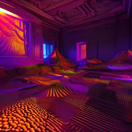 Image similar to a hyperrealistic 3 d render of a dmt trip, photorealism, dramatic lighting, volumetric lighting, 8 k, unreal engine, octane render