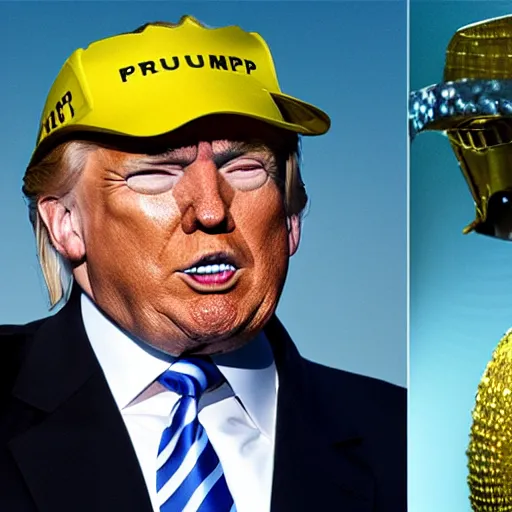 Image similar to donald trump as a knight, shinning armor, open visor helmet