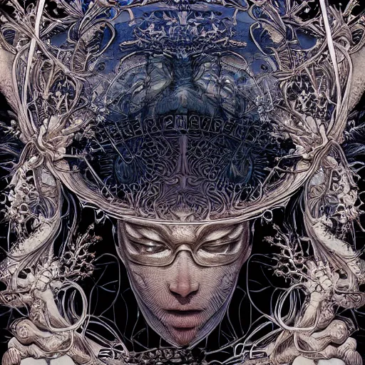 Image similar to of intricate and detailed frozen flower, symmetrical, by yoichi hatakenaka, masamune shirow, josan gonzales and dan mumford, ayami kojima, takato yamamoto, barclay shaw, karol bak