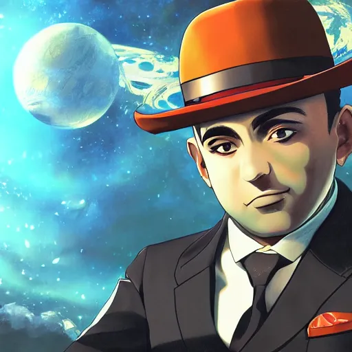 Prompt: portrait of al capone as a space explorer, anime fantasy illustration by tomoyuki yamasaki, kyoto studio, madhouse, ufotable, square enix, cinematic lighting, trending on artstation