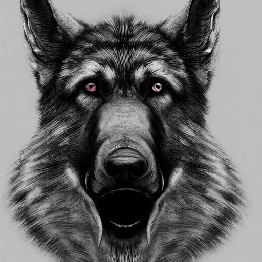 Image similar to a humanoid german shepherd beast - man, wearing suit, highly detailed portrait, digital painting, artstation, concept art, smooth, sharp foccus ilustration, artstation