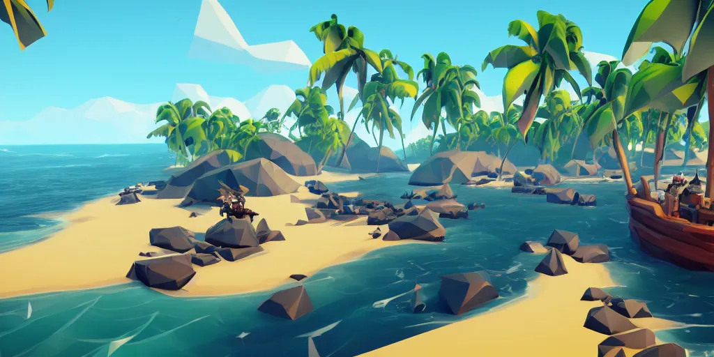 Image similar to low poly sea of thieves