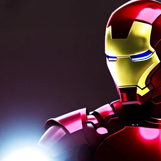 Image similar to Keanu Reeves as Iron Man, photorealistic, cinematic lighting