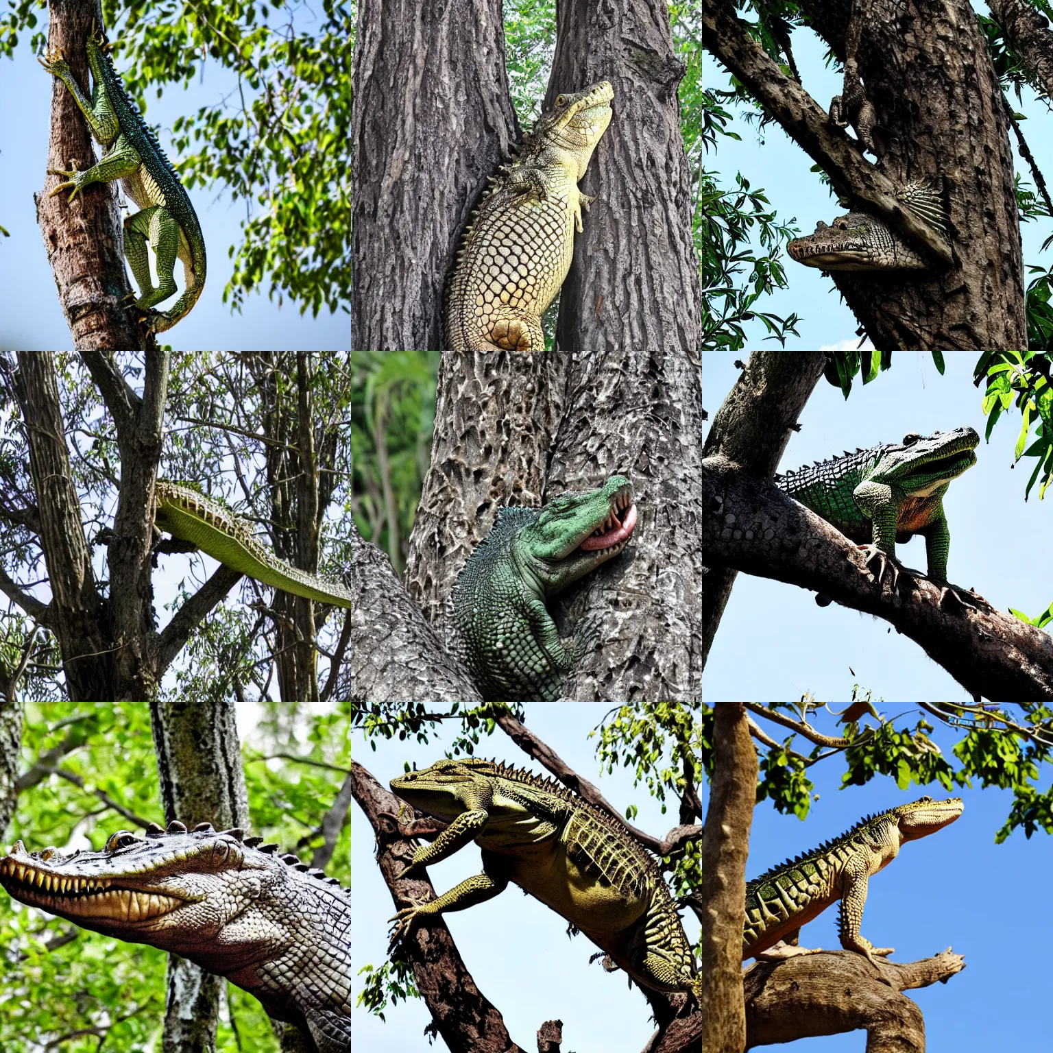 Prompt: crocodile on a tree