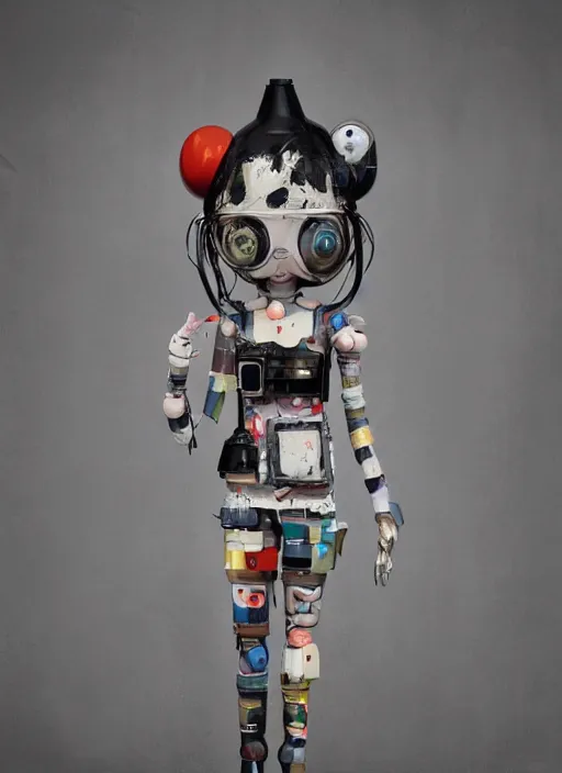 Image similar to editorial photograph for an art magazine, photograph of a contemporary art sculpture of a modular quirky yorha android, by hikari shimoda, by jack gaughan