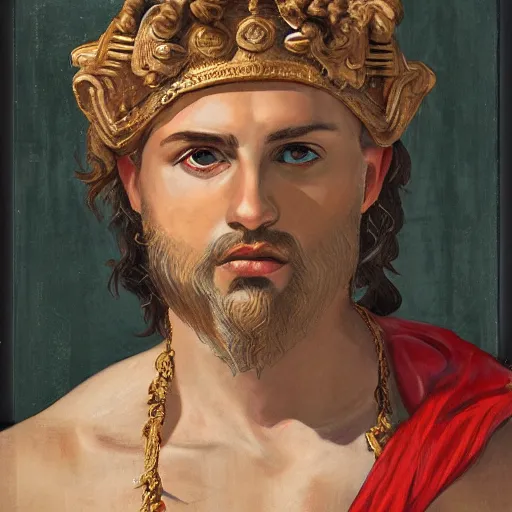 Image similar to bosski roman as greek god portrait