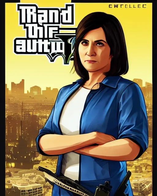 Image similar to leni robredo in gta v game box art by stephen bliss no text, detailed cover artwork, gta v, gta v loading screen