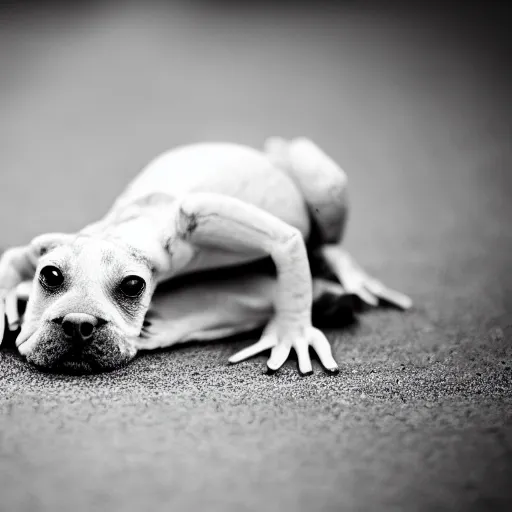 Image similar to a portrait photo of frog dog, award winning photography, 5 0 mm