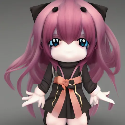 Prompt: cute fumo plush of a denizen of the forbidden realm, anime girl, caustic distortions, vray