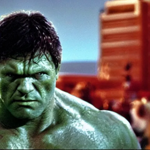 Image similar to jason statham as hulk in 1 9 7 7 movie