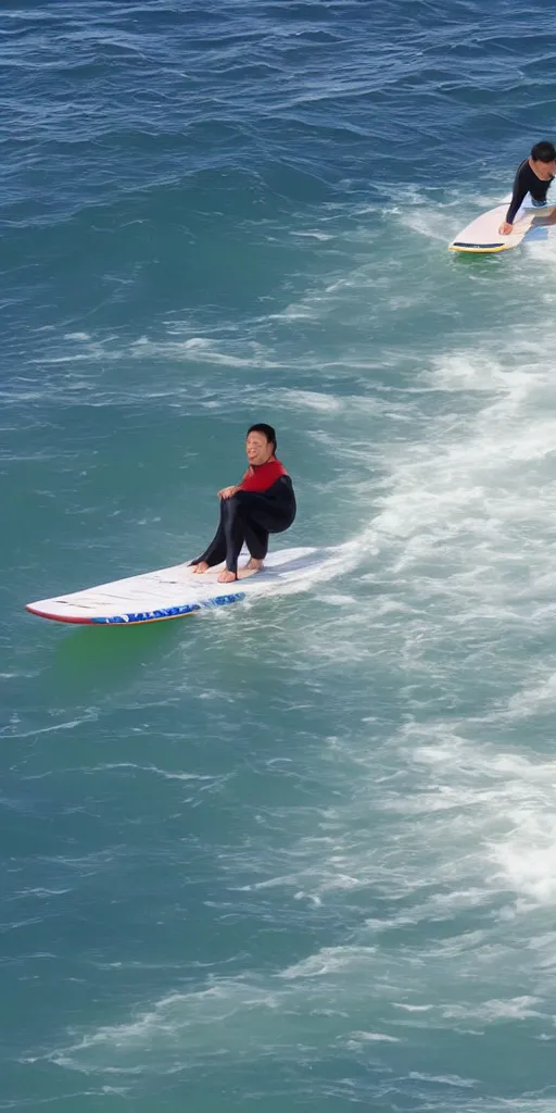 Prompt: xi jingping surfing on the ocean, 4K, realistic, Highly detailed.