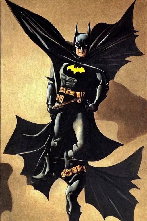 Image similar to Batman painted by Caravaggio