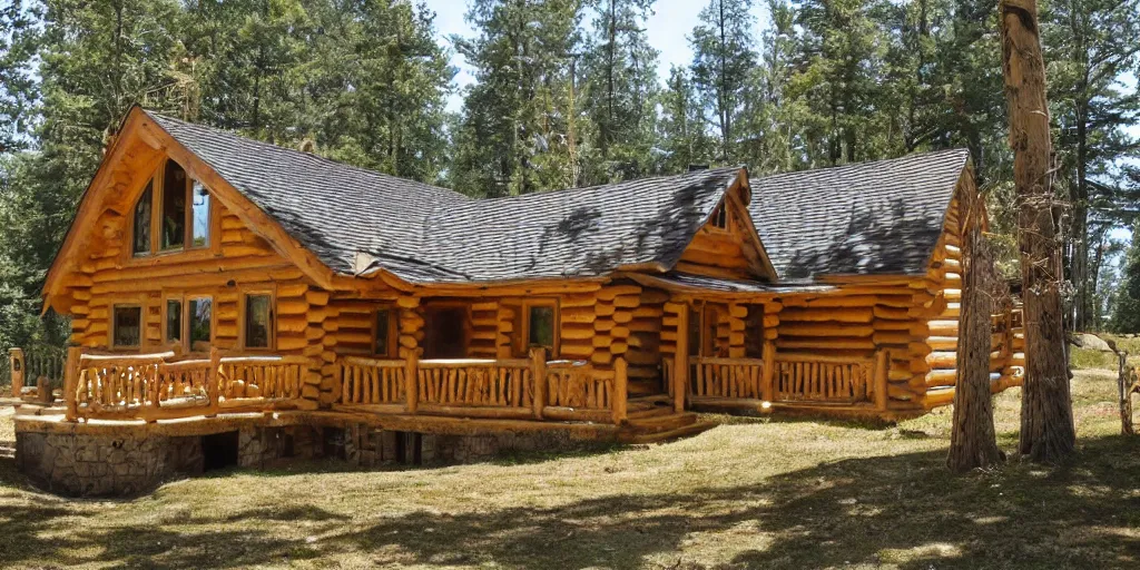 Image similar to log house on sunny meadow