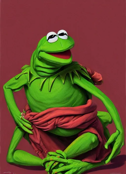 Prompt: portrait of Kermit the frog in Society (1989), highly detailed, centered, solid color background, digital painting, artstation, concept art, smooth, sharp focus, illustration, artgerm, donato giancola, Joseph Christian Leyendecker, Les Edwards, Ed Repka, WLOP, Artgerm