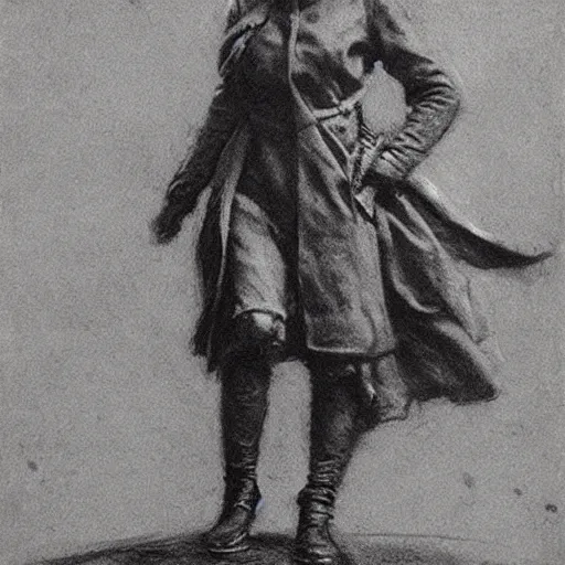 Image similar to ww 1 action heroine by alfred stevens in charcoal