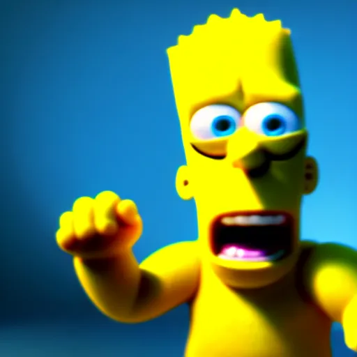 Image similar to film still of Bart Simpson in Monster Inc from Pixar, uncropped, centered, octane render, volumetric, raytracing, trending on artstation