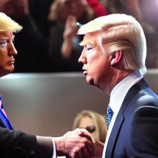 Prompt: anderson cooper and donald trump shaking hands