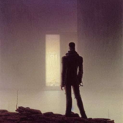 Image similar to neuromancer, painted by caspar david friedrich