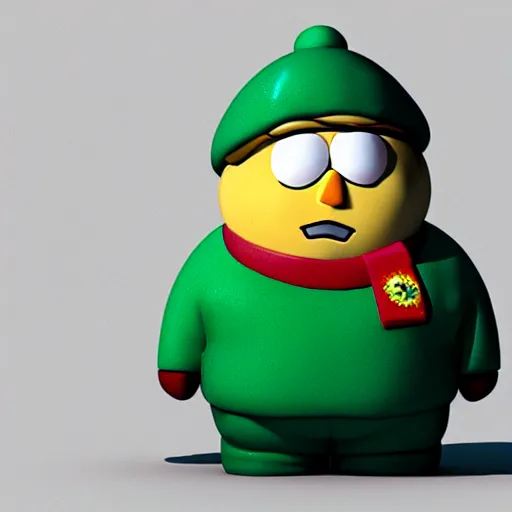 Image similar to eric cartman, low - poly 3 d model, rendered in octane, ambient occlusion