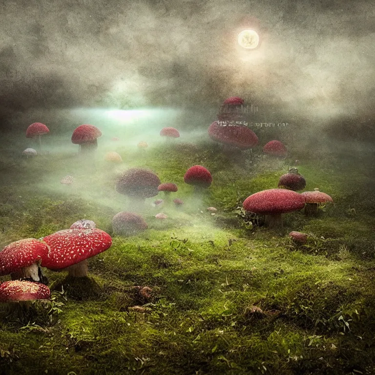 Prompt: a planet of various fungus, mushrooms, flowers and plants, inside the picture is infinity, Atmospheric, artistic photography, conceptual, long exposure outside the city, volumetric light