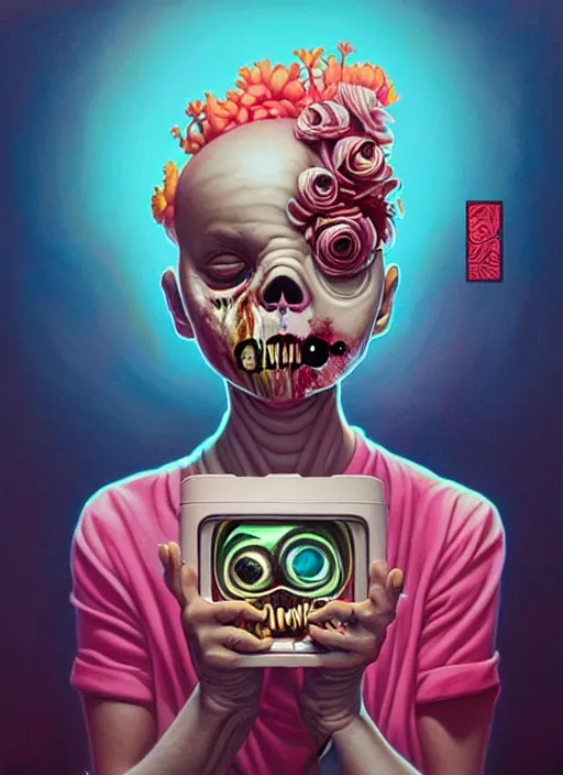 Image similar to a baby zombie in a pocket, tristan eaton, victo ngai, artgerm, rhads, ross draws