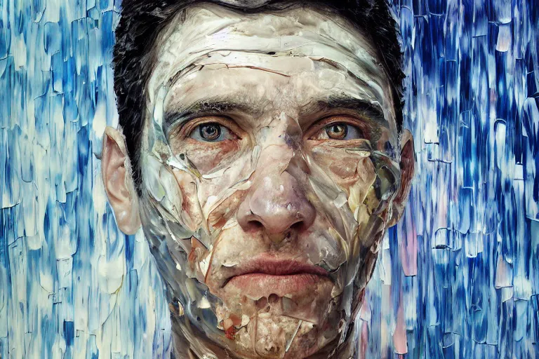 Prompt: palette knife oil painting of a patient at a mental asylum who is frozen with ice, extreme detail, artstation trending, artgerm, any racial background, deviant art, octane, substance, art history 8 k